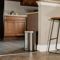 Flash Furniture PF-H008A20-M-GG Stainless Steel Fingerprint Resistant Soft Close, Step Trash Can - 20L (5.3 Gallons)